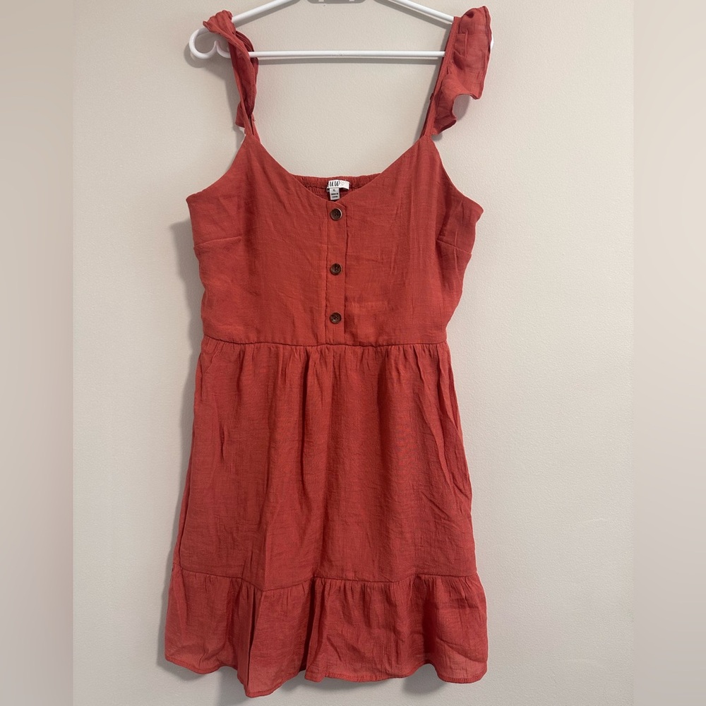Rust Coloured Button-Up Mini Dress